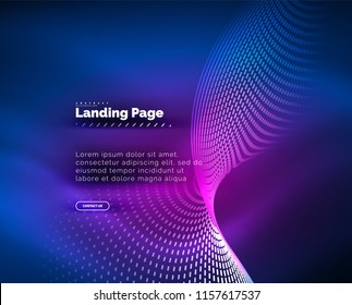 Neon glowing background for landing page. Vector illustration