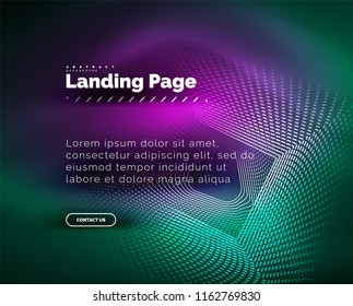 Neon glowing background for landing page. Vector illustration