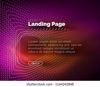 Neon glowing background for landing page. Vector illustration