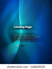 Neon glowing background for landing page. Vector illustration