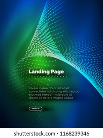 Neon glowing background for landing page. Vector illustration