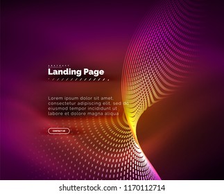 Neon glowing background for landing page. Vector illustration