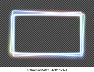 Neon glowing banner. Template isolated on transparent background. Vector mockup