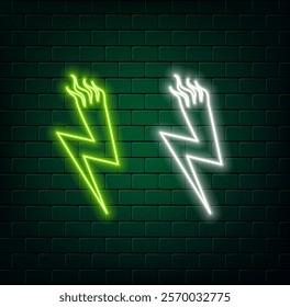 Neon glowing battery bolt and thunder isolated glowing sign . Symbol of energy ,power, charge and discharge icon.