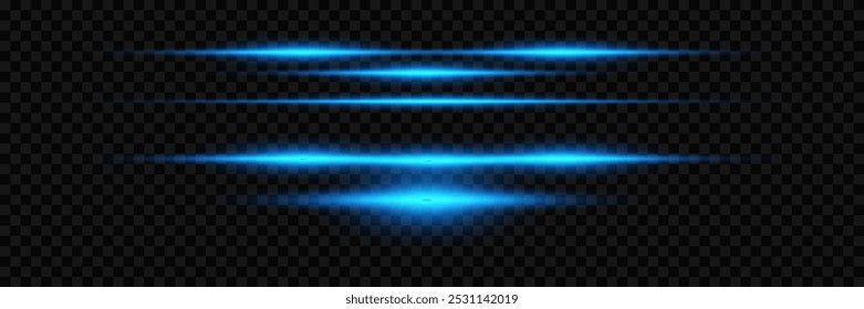 Neon glowing blue lines. Light effect.Laser rays of light.On a transparent background.