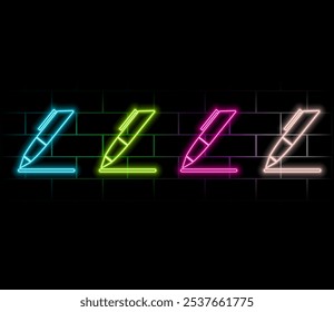 Neon glowing brown color editing pen icon. pen icon with a glowing neon effect..green.
