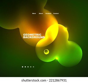 Neon glowing bubbles, circles magic energy space light concept, abstract background wallpaper design
