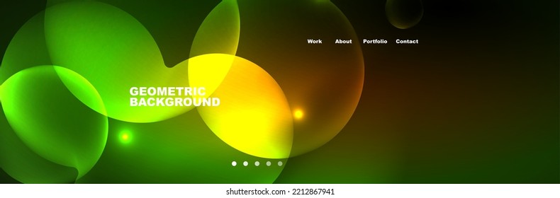 Neon glowing bubbles, circles magic energy space light concept, abstract background wallpaper design