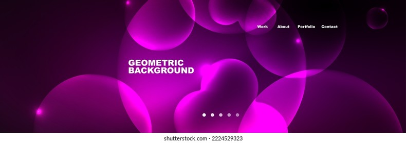 Neon glowing bubbles, circles magic energy space light concept, abstract background wallpaper design