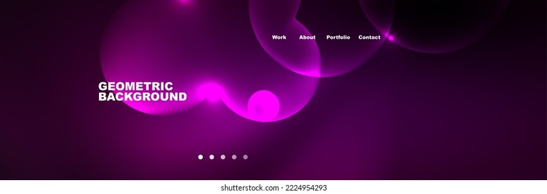 Neon glowing bubbles, circles magic energy space light concept, abstract background wallpaper design