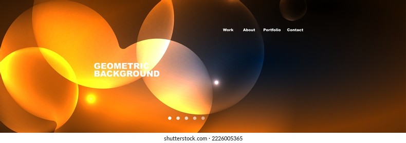 Neon glowing bubbles, circles magic energy space light concept, abstract background wallpaper design
