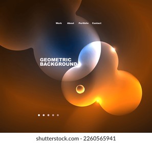 Neon glowing bubbles, circles magic energy space light concept, abstract background wallpaper design
