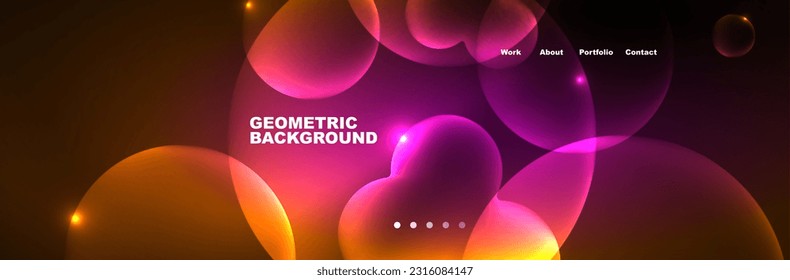 Neon glowing bubbles, circles magic energy space light concept, abstract background wallpaper design