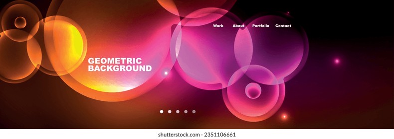 Neon glowing bubbles, circles magic energy space light concept, abstract background wallpaper design