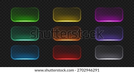 Neon glowing buttons for web design isolated on dark background. Vector light frame border collection for web design, app, game and interface.
