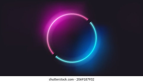 Neon glowing circle elements on dark background