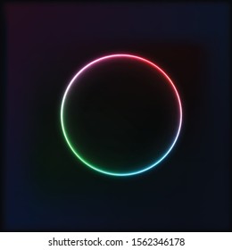 Neon glowing circle on dark background.eps 10 element for banner and advertising