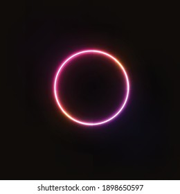 Neon glowing circle pink, orange light.