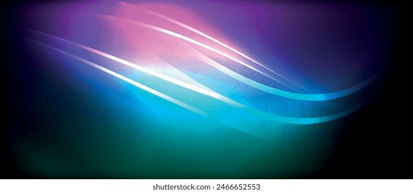 Neon glowing circle rays, light round lines in the dark, planet style neon wave lines. Energetic electric concept design for wallpaper, banner, background
