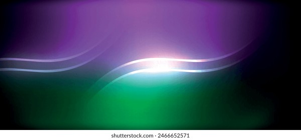 Neon glowing circle rays, light round lines in the dark, planet style neon wave lines. Energetic electric concept design for wallpaper, banner, background