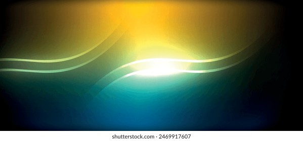 Neon glowing circle rays, light round lines in the dark, planet style neon wave lines. Energetic electric concept design for wallpaper, banner, background