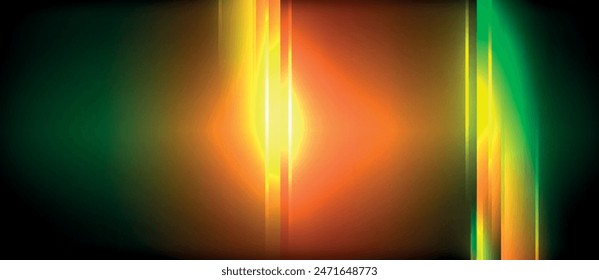 Rayos circulares brillantes de neón, líneas redondas claras en la oscuridad, líneas de ondas de neón estilo planeta. Diseño de concepto eléctrico energético para Fondo de pantalla, Anuncio, fondo