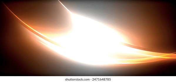 Neon glowing circle rays, light round lines in the dark, planet style neon wave lines. Energetic electric concept design for wallpaper, banner, background