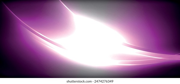 Neon glowing circle rays, light round lines in the dark, planet style neon wave lines. Energetic electric concept design for wallpaper, banner, background