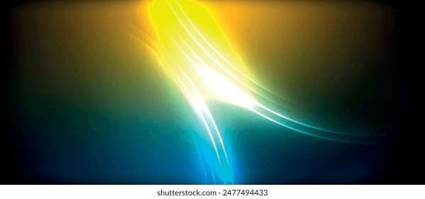 Rayos circulares brillantes de neón, líneas redondas claras en la oscuridad, líneas de ondas de neón estilo planeta. Diseño de concepto eléctrico energético para Fondo de pantalla, Anuncio, fondo