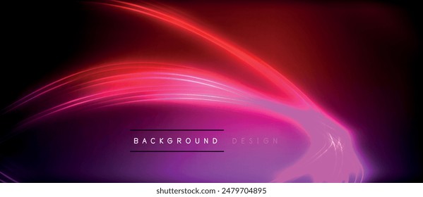 Neon glowing circle rays, light round lines in the dark, planet style neon wave lines. Energetic electric concept design for wallpaper, banner, background