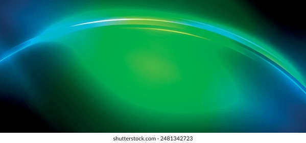 Neon glowing circle rays, light round lines in the dark, planet style neon wave lines. Energetic electric concept design for wallpaper, banner, background