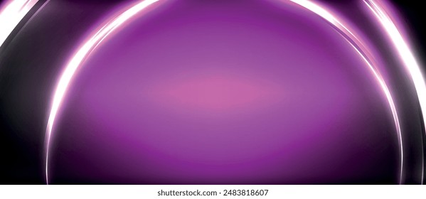 Neon glowing circle rays, light round lines in the dark, planet style neon wave lines. Energetic electric concept design for wallpaper, banner, background
