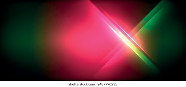 Neon glowing circle rays, light round lines in the dark, planet style neon wave lines. Energetic electric concept design for wallpaper, banner, background
