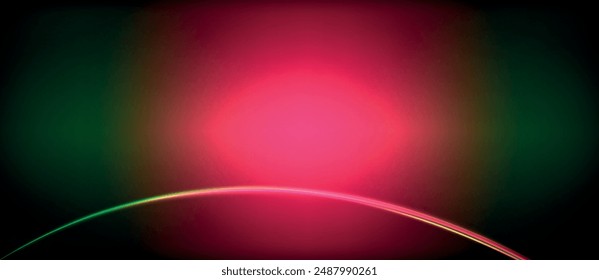 Neon glowing circle rays, light round lines in the dark, planet style neon wave lines. Energetic electric concept design for wallpaper, banner, background