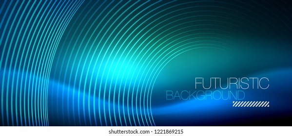 Fondo de los círculos brillantes neones, plantilla de magia de energía vectorial