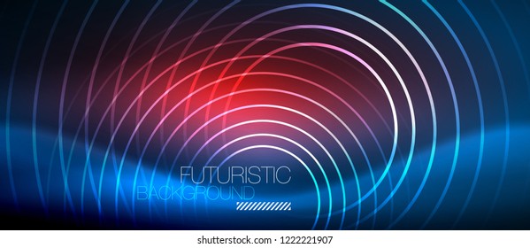 Neon-leuchtende Kreishintergrund, Vektorgrafik-Zaubervorlage