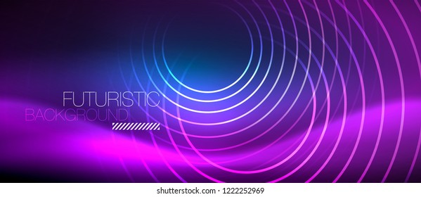 Neon-leuchtende Kreishintergrund, Vektorgrafik-Zaubervorlage