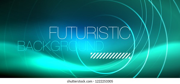 Neon-leuchtende Kreishintergrund, Vektorgrafik-Zaubervorlage