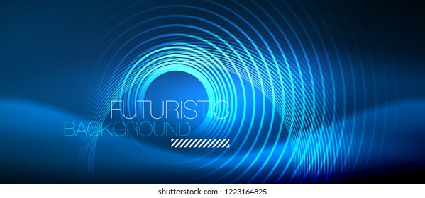 Neon-leuchtende Kreishintergrund, Vektorgrafik-Zaubervorlage