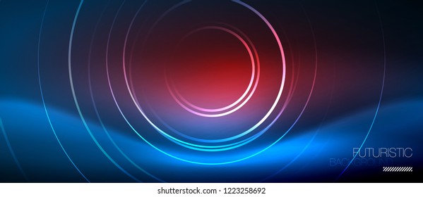 Neon-leuchtende Kreishintergrund, Vektorgrafik-Zaubervorlage