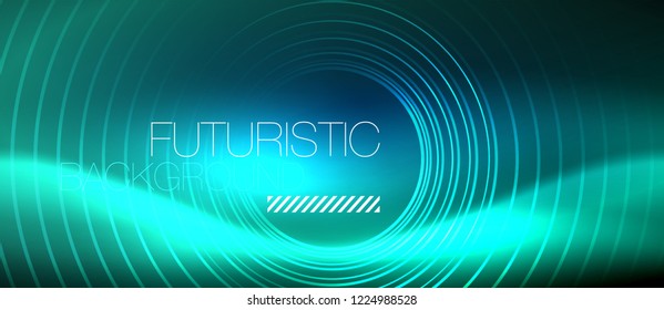 Neon-leuchtende Kreishintergrund, Vektorgrafik-Zaubervorlage
