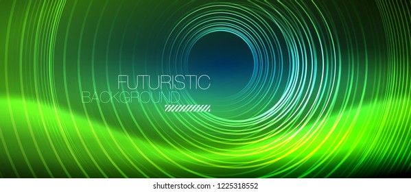 Neon-leuchtende Kreishintergrund, Vektorgrafik-Zaubervorlage
