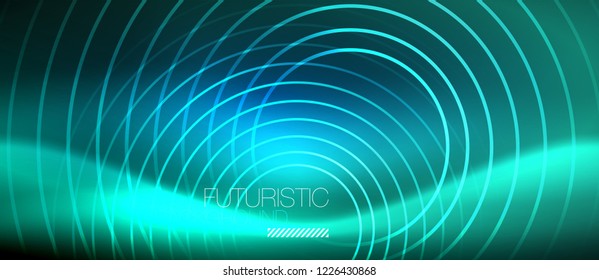 Neon-leuchtende Kreishintergrund, Vektorgrafik-Zaubervorlage