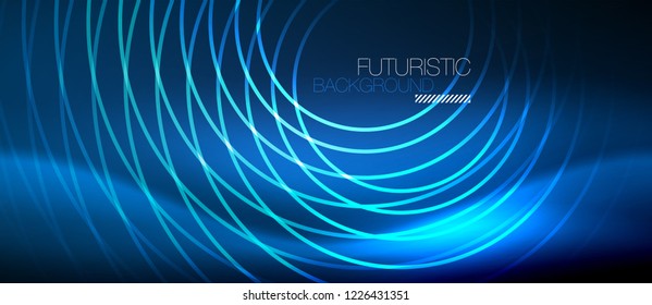 Neon-leuchtende Kreishintergrund, Vektorgrafik-Zaubervorlage