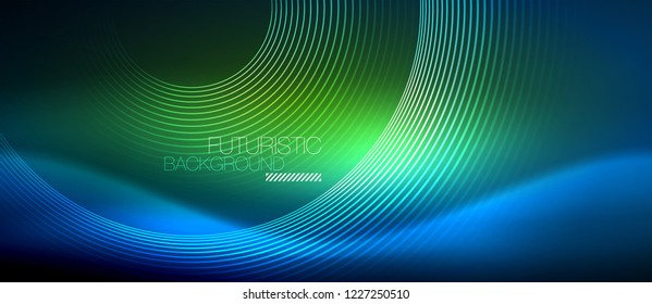 Neon-leuchtende Kreishintergrund, Vektorgrafik-Zaubervorlage