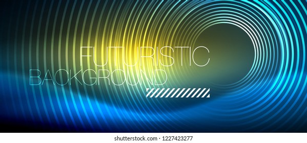 Neon-leuchtende Kreishintergrund, Vektorgrafik-Zaubervorlage