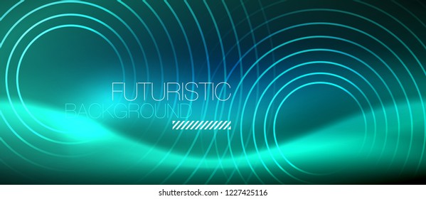 Neon-leuchtende Kreishintergrund, Vektorgrafik-Zaubervorlage
