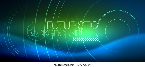 Neon-leuchtende Kreishintergrund, Vektorgrafik-Zaubervorlage