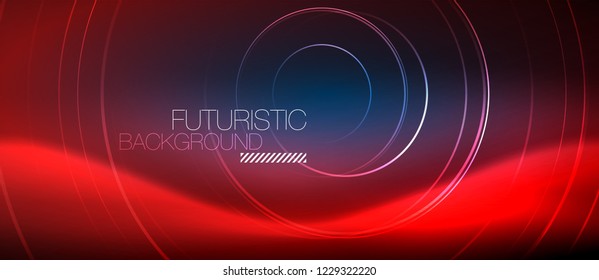 Neon-leuchtende Kreishintergrund, Vektorgrafik-Zaubervorlage