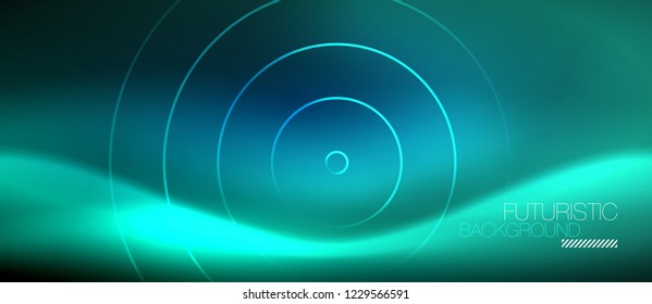 Neon-leuchtende Kreishintergrund, Vektorgrafik-Zaubervorlage